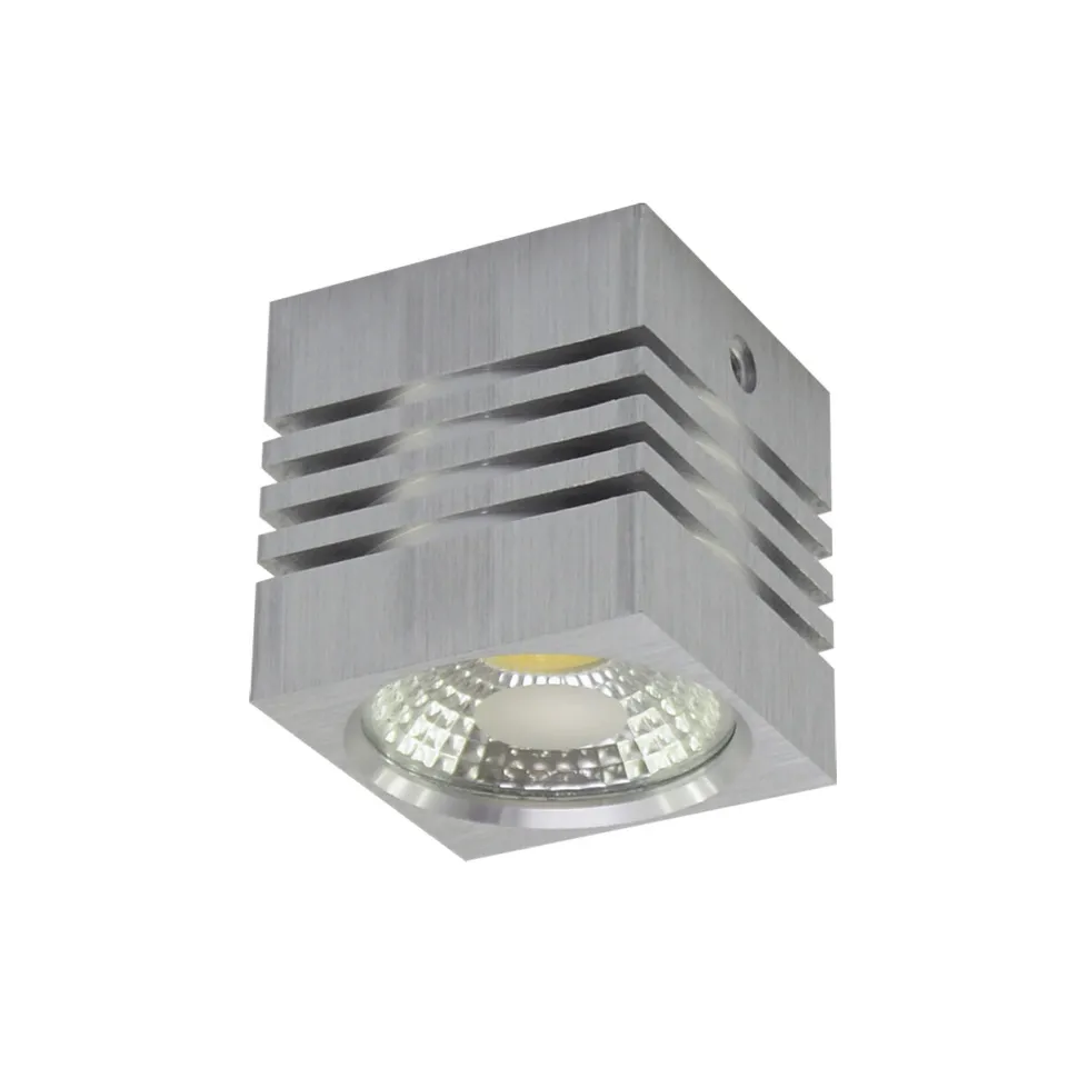 LED Deckenleuchte 5,5 cm breit Aufputz in Silber klein