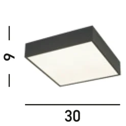 LED Deckenleuchte Aluminium IP44 B:30 cm Schwarz Weiß