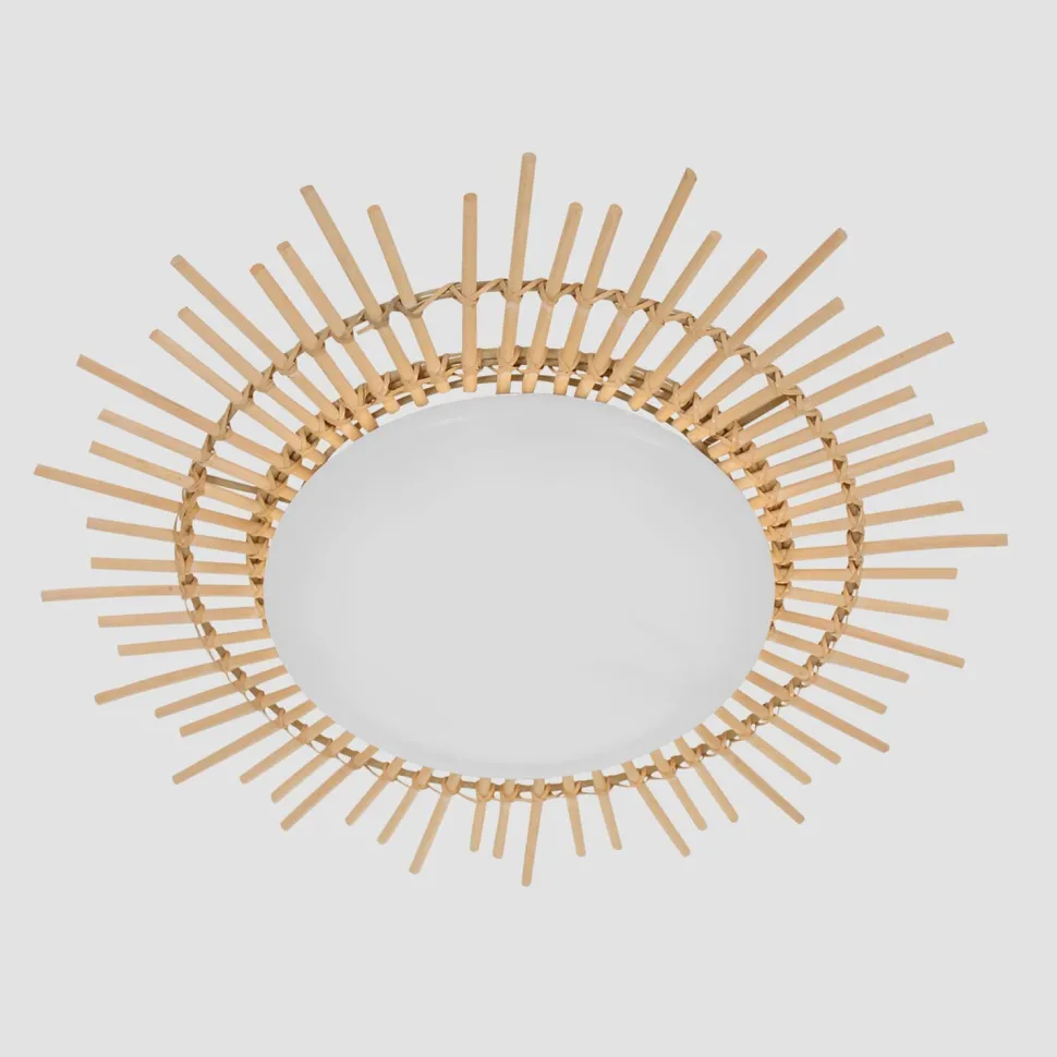 LED Deckenleuchte Holz Kunststoff in Natur Weiß Ø50 cm