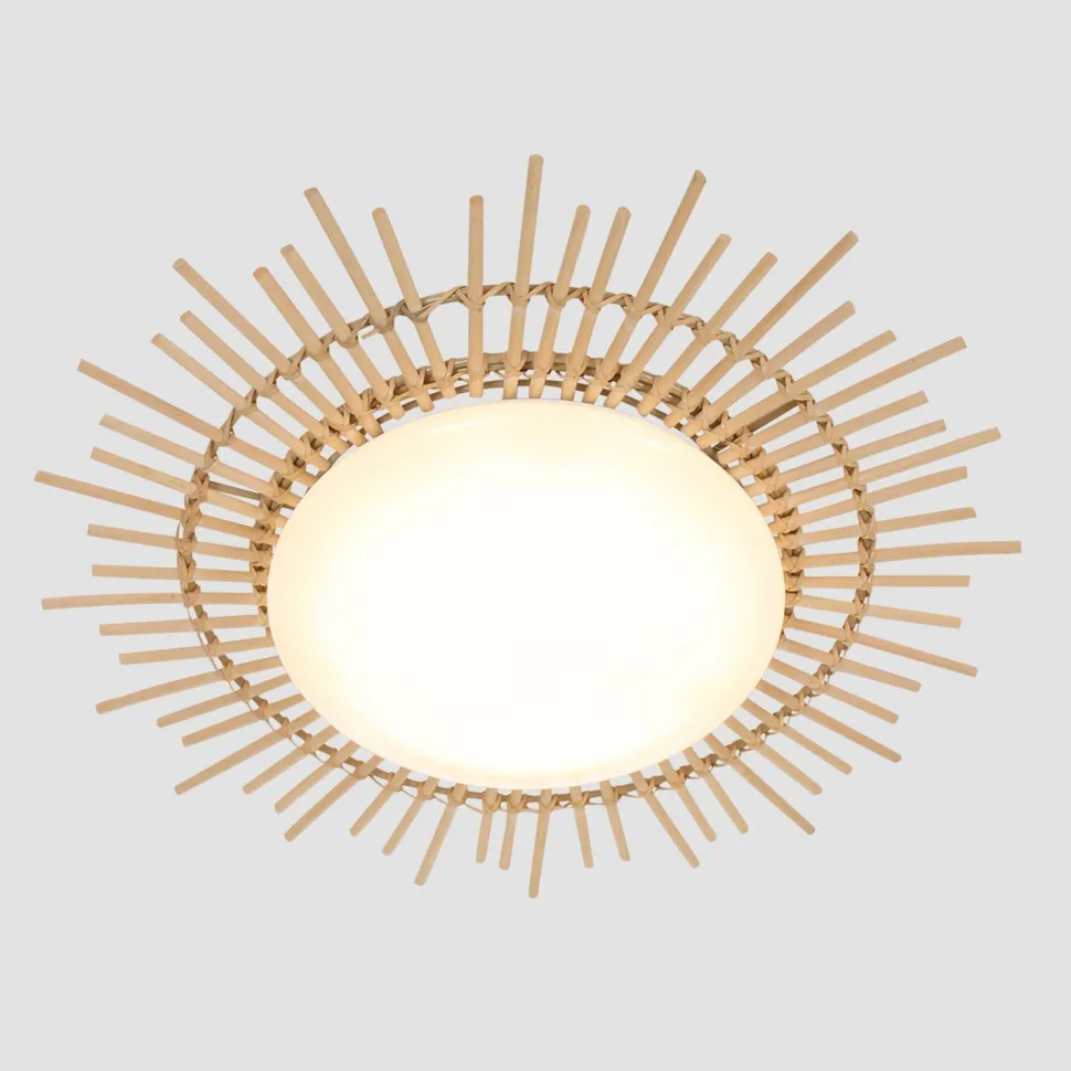 LED Deckenleuchte Holz Kunststoff in Natur Weiß Ø50 cm