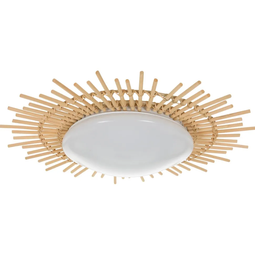 LED Deckenleuchte Holz Kunststoff in Natur Weiß Ø50 cm