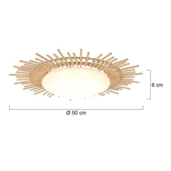 LED Deckenleuchte Holz Kunststoff in Natur Weiß Ø50 cm