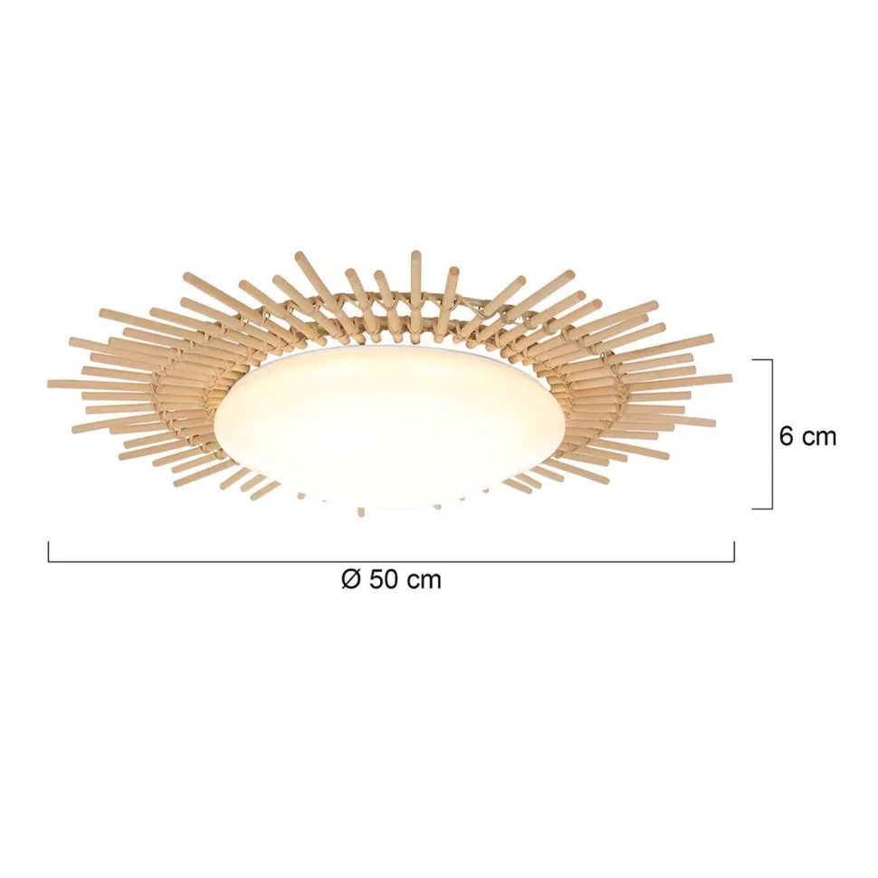 LED Deckenleuchte Holz Kunststoff in Natur Weiß Ø50 cm