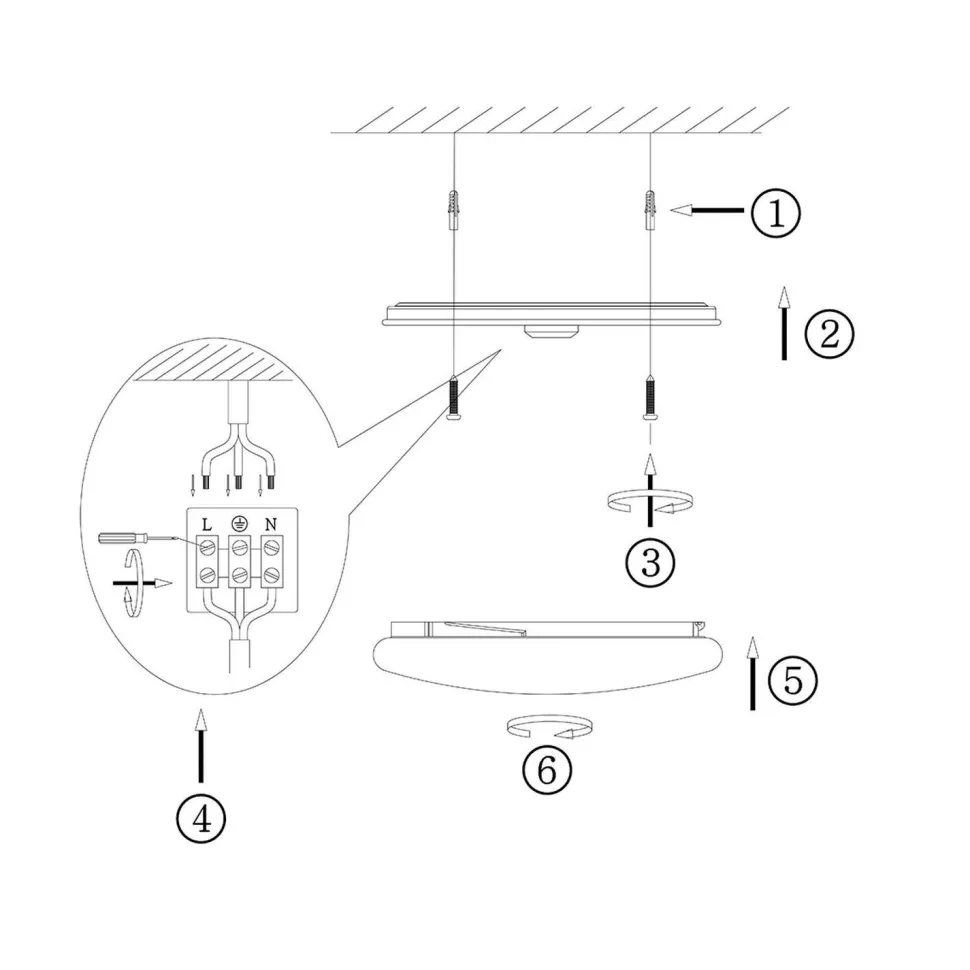 LED Deckenleuchte Holz Kunststoff in Natur Weiß Ø50 cm