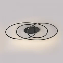 LED Deckenleuchte Metall Schwarz 3000 K Ringe dekorativ
