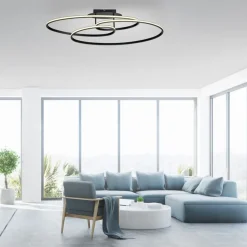 LED Deckenleuchte Metall Schwarz 3000 K Ringe dekorativ