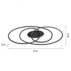LED Deckenleuchte Metall Schwarz 3000 K Ringe dekorativ