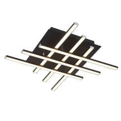 LED Deckenleuchte Metall B: 45,5 cm Schwarz Chrom 3000 K