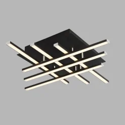 LED Deckenleuchte Metall B: 45,5 cm Schwarz Chrom 3000 K