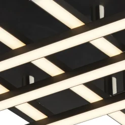 LED Deckenleuchte Metall B: 45,5 cm Schwarz Chrom 3000 K