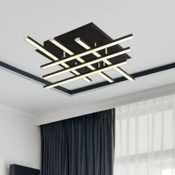 LED Deckenleuchte Metall B: 45,5 cm Schwarz Chrom 3000 K