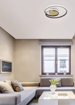 LED Deckenleuchte Metall Rost Schwarz B:39 cm Spirale