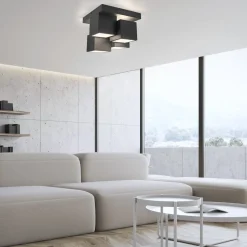 LED Deckenleuchte Metall Würfel B:30 cm 2400 lm Schwarz