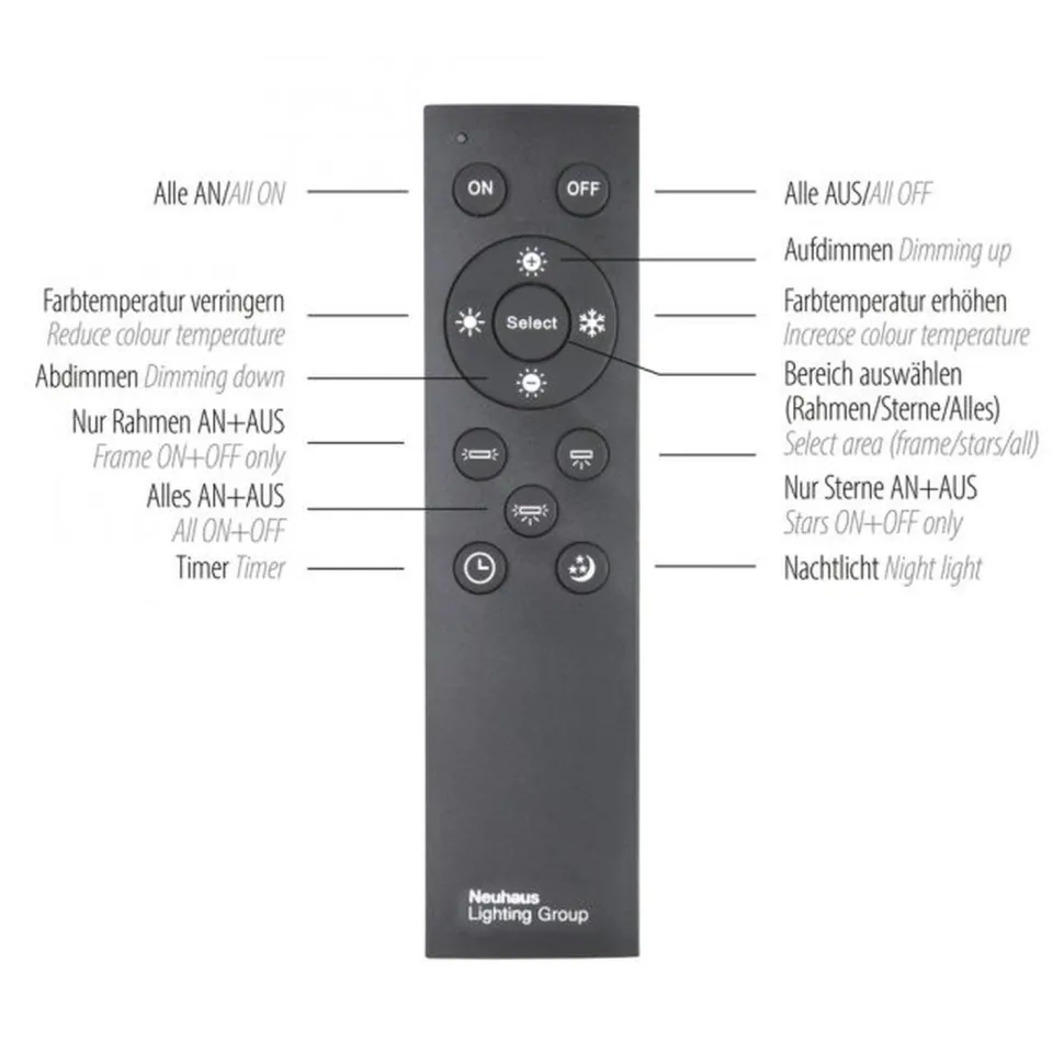 LED Deckenleuchte mit Nachthimmel in Stahl 49 W dimmbar