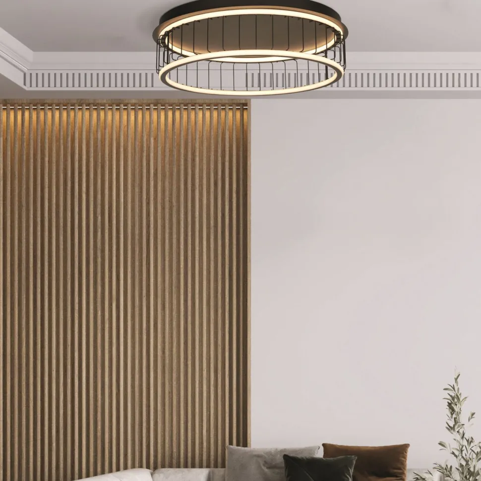 LED Deckenleuchte rund Ø 60 cm Schwarz Weiß 3000 K 861 lm