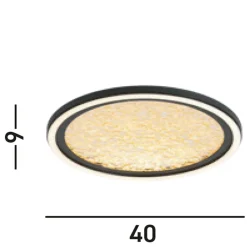 LED Deckenleuchte Schwarz Gold Metall 32 W Ø40 cm rund