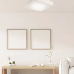 LED Deckenleuchte Weiß Holz eckig Wohnzimmer