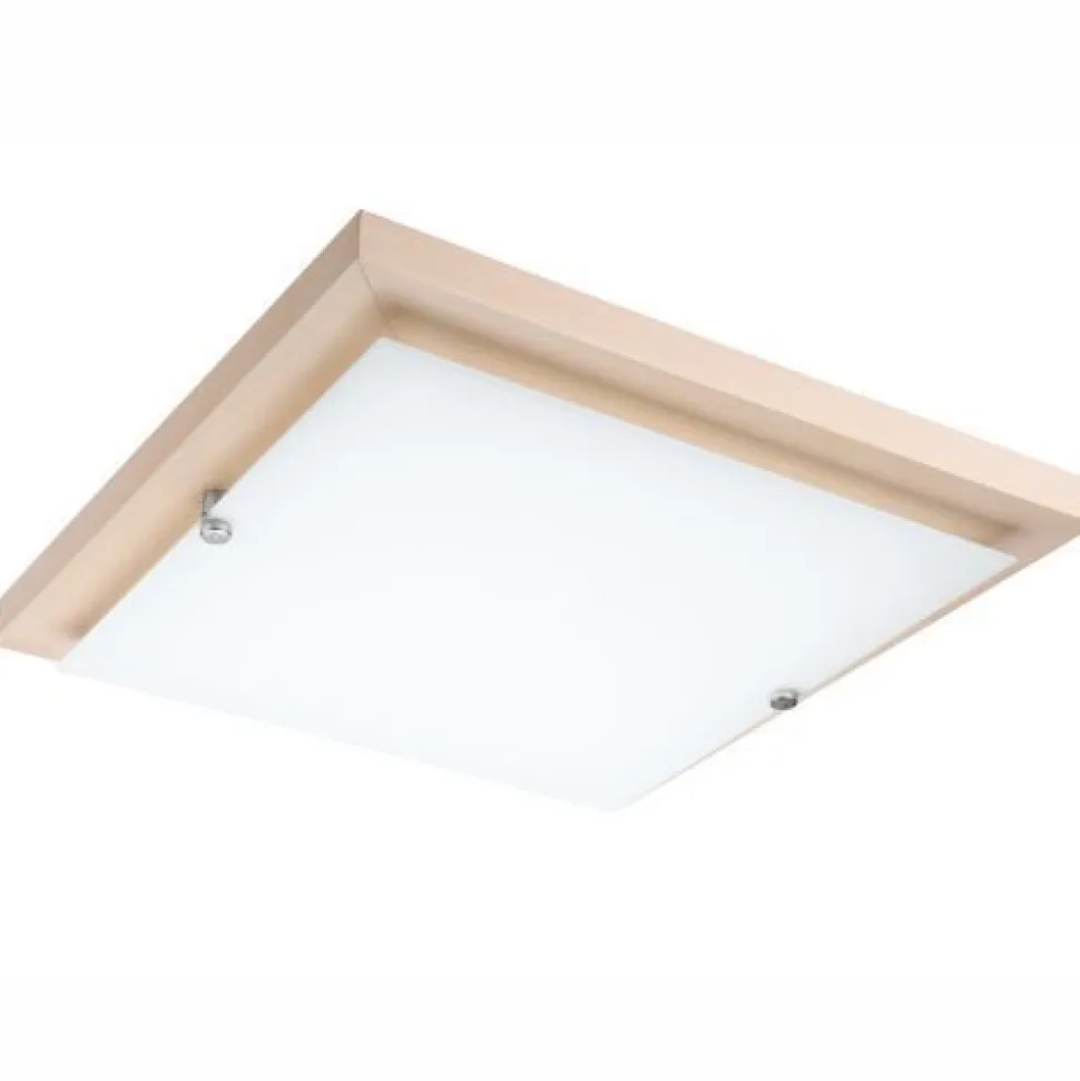 LED Deckenleuchte Weiß Holz quadratisch Wohnzimmer