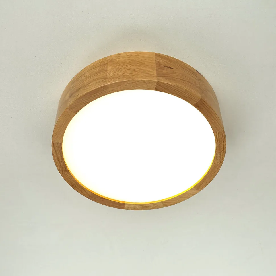LED Deckenleuchte Wohnzimmer Holzlampe Eiche