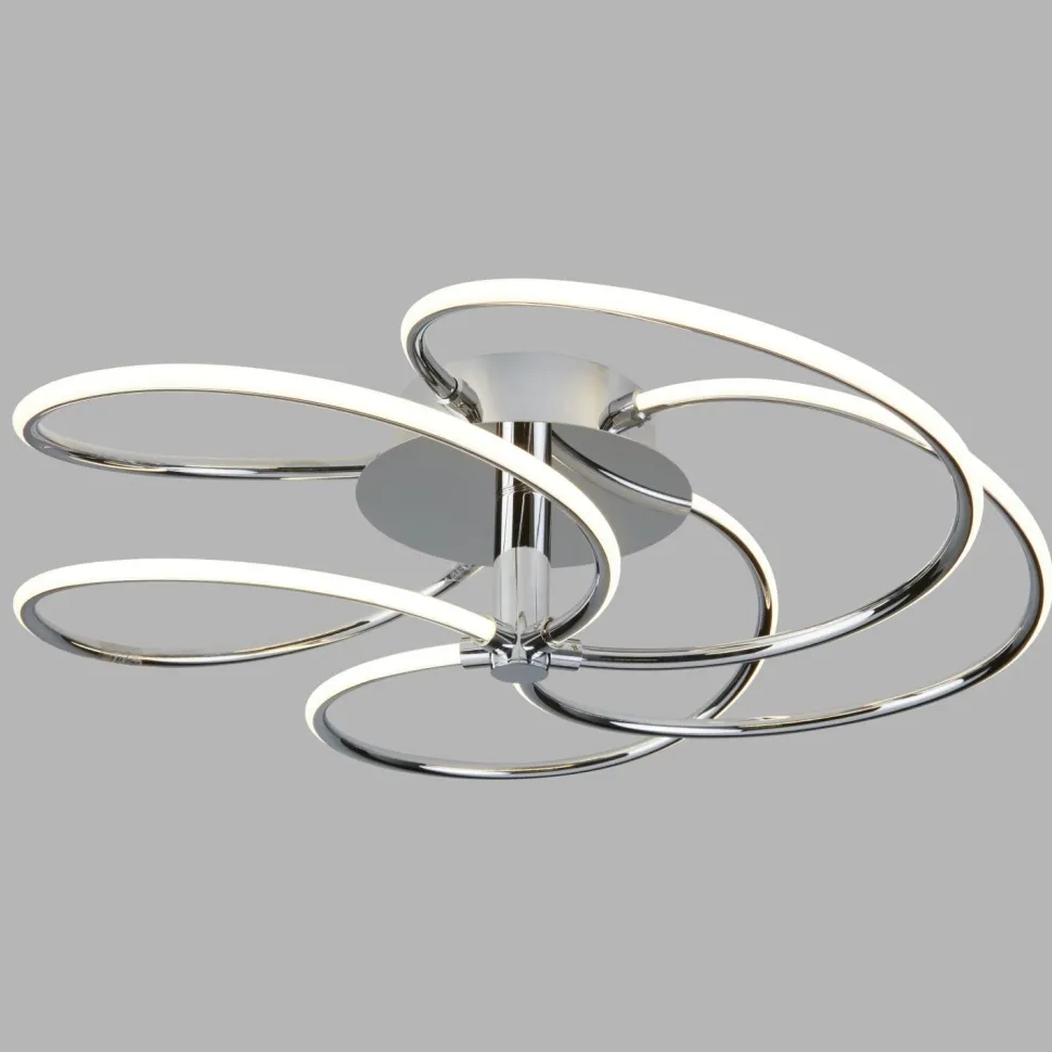 LED Deckenleuchte Wohnzimmer Chrom Weiß 3000 K B: 56 cm