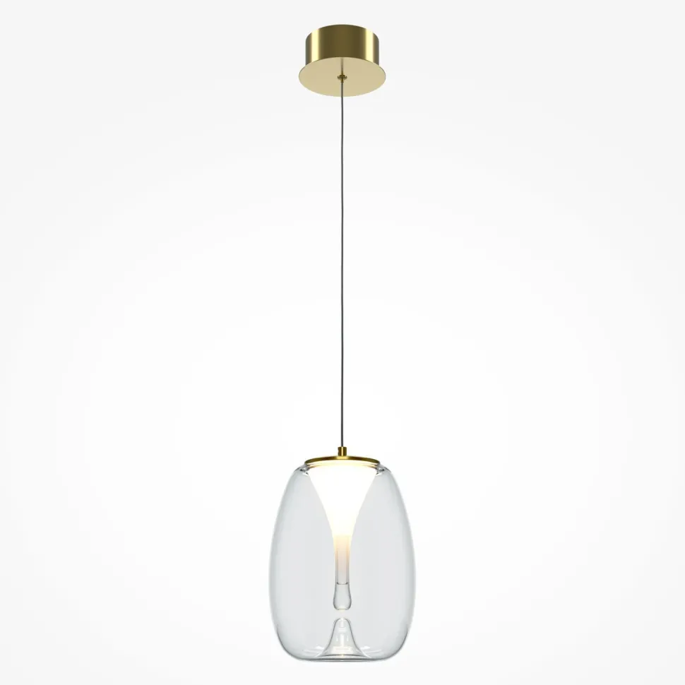 LED Hängelampe Aluminium Glas D: 20 cm rund in Gold