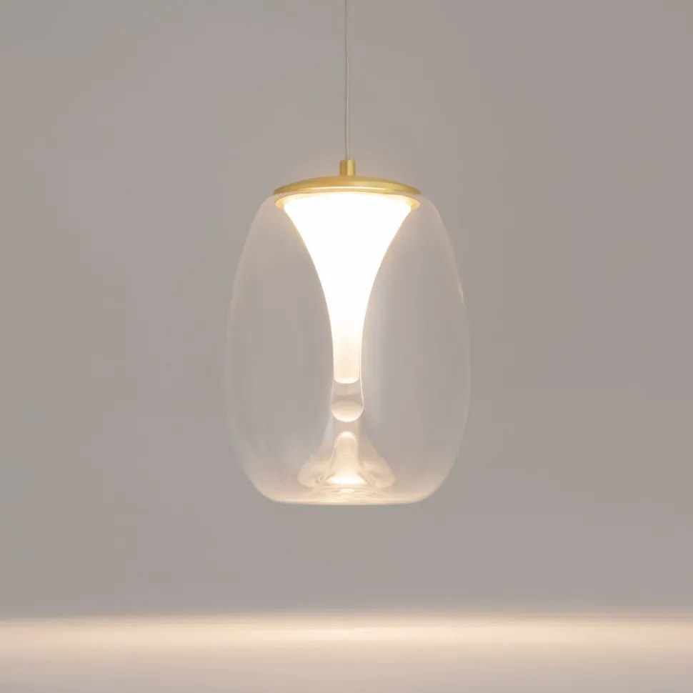 LED Hängelampe Aluminium Glas D: 20 cm rund in Gold