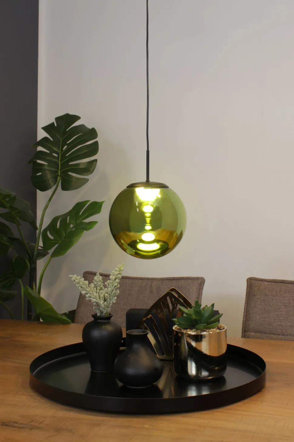 LED Hängelampe Glas Aluminium Schwarz Grün Ø15 cm 10 W