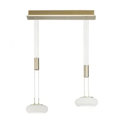 LED Hängelampe Glas in Messing 2-flammig Fernbedienung