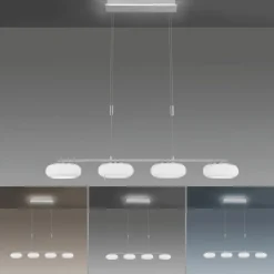 LED Hängelampe Glas in Stahl 108 cm 38 W Fernbedienung