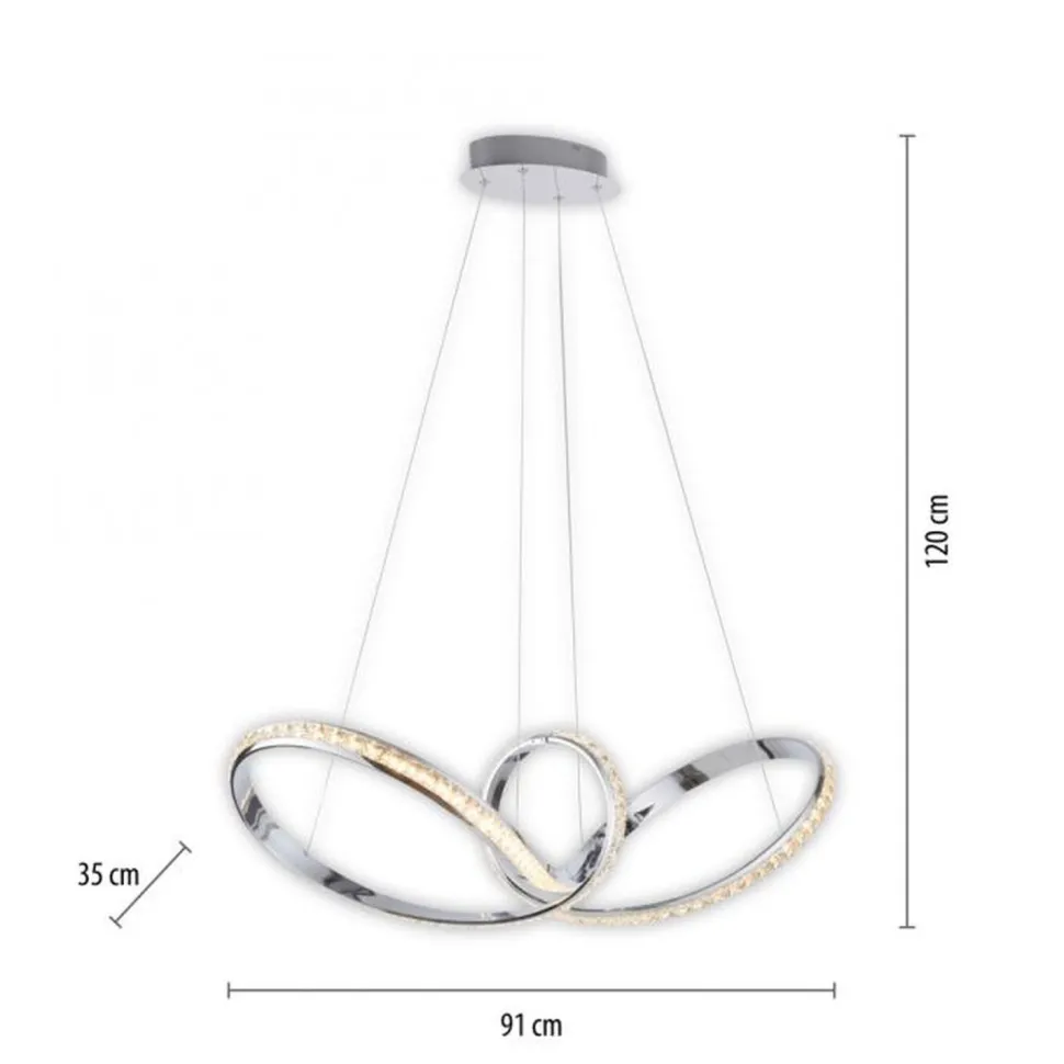 LED Hängelampe in Chrom dimmbar 39 W L:94 cm elegant