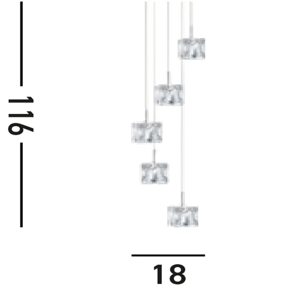 LED Hängelampe in Chrom Glas Metall 3000 K 5-flammig