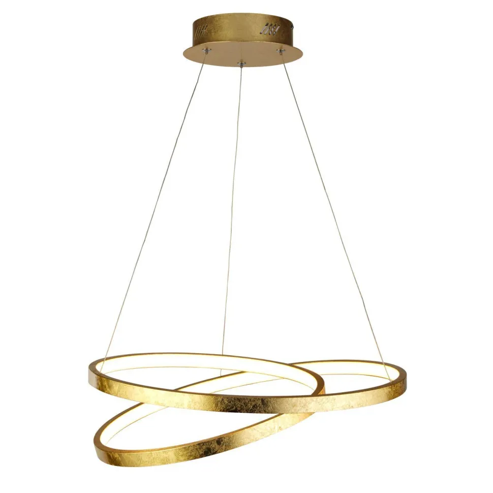 LED Hängelampe in Gold Metall B:47 cm 42 W Ringe Modern