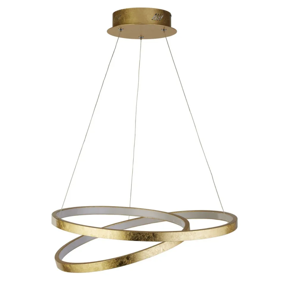 LED Hängelampe in Gold Metall B:47 cm 42 W Ringe Modern