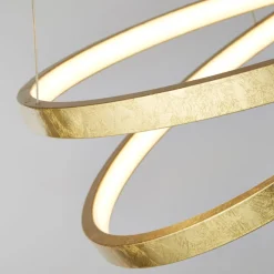 LED Hängelampe in Gold Metall B:47 cm 42 W Ringe Modern