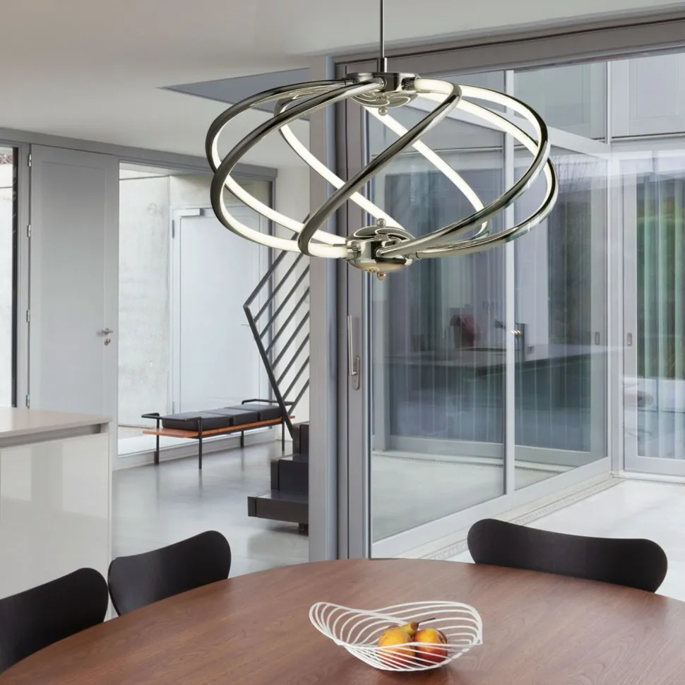 LED Hängelampe Metall D: 51 cm Chrom Weiß 3000 K 2417 lm