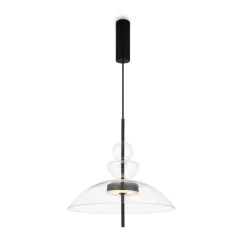 LED Hängelampe Metall Glas H: max. 358 cm Schwarz BRUNO