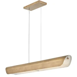 LED Hängelampe Metall Riffelglas L: 116,8 cm Modern in Messing