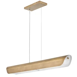 LED Hängelampe Metall Riffelglas L: 116,8 cm Modern in Messing