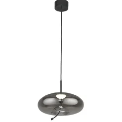 LED Hängelampe Rauchglas Ø 31 cm rund Grau Schwarz 2700 K