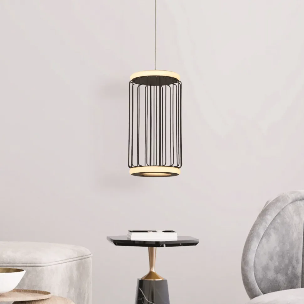 LED Hängelampe rund Ø 16 cm Schwarz Weiß 3000 K