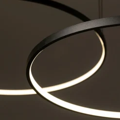 LED Hängelampe XXL 3000 K 1600 lm Schwarz Metall 3 Ringe