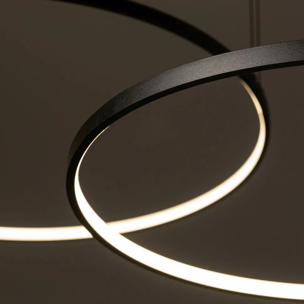 LED Hängelampe XXL 3000 K 1600 lm Schwarz Metall 3 Ringe