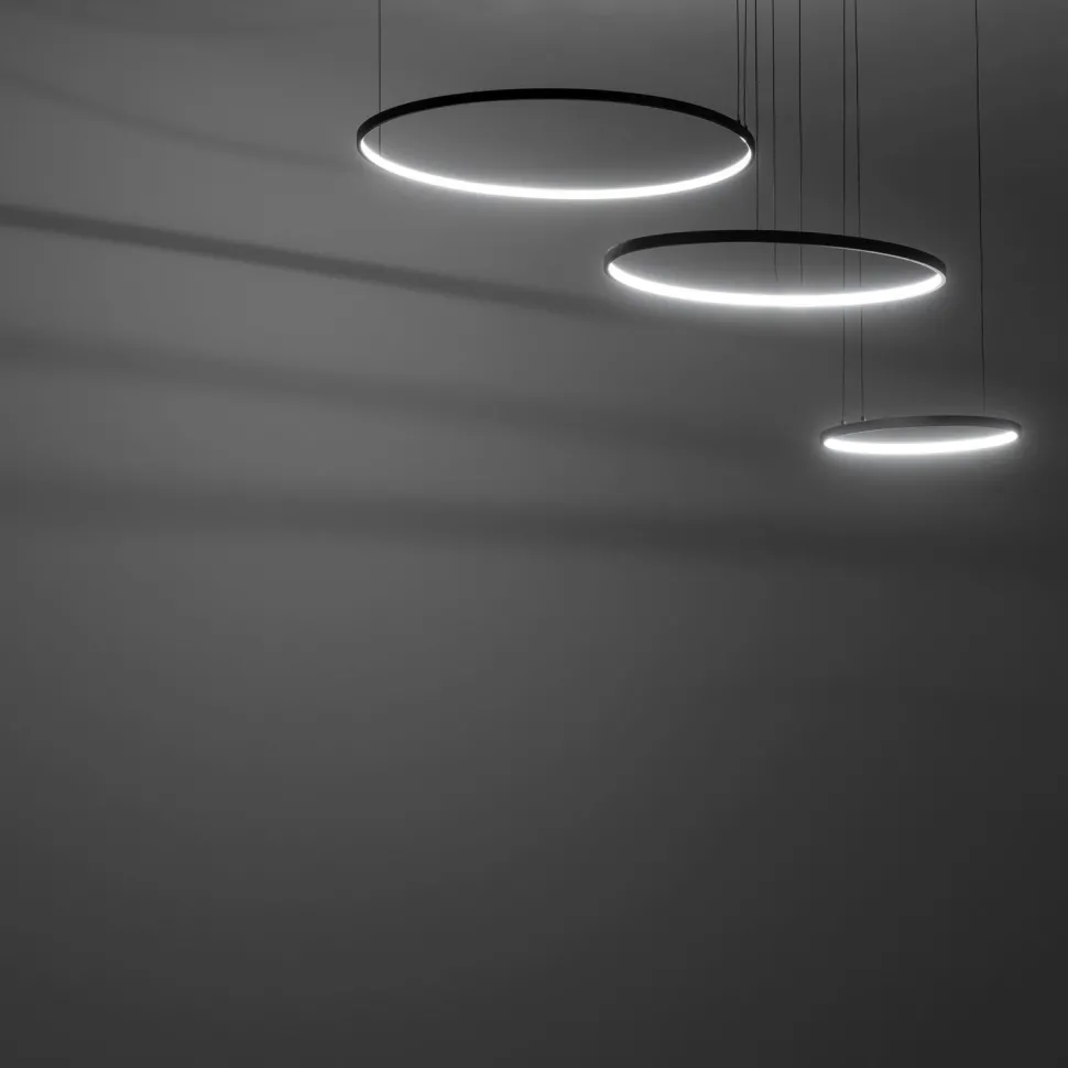 LED Hängelampe XXL 3000 K 1600 lm Schwarz Metall 3 Ringe