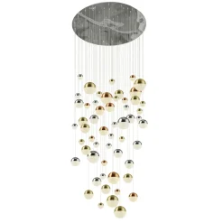 LED Hängeleuchte D: 140 cm in Chrom Kupfer Messing