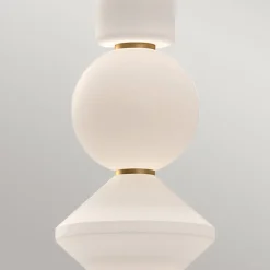 LED Hängeleuchte Glas Metall B: 19,8cm Modern Weiß Gold antik