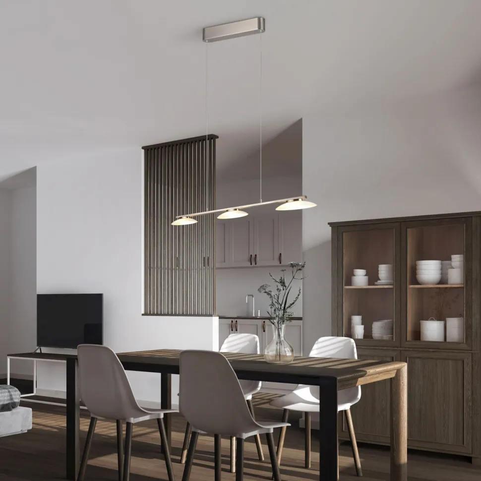 LED Hängeleuchte Metall Glas Nickel 3-flammig 102 cm