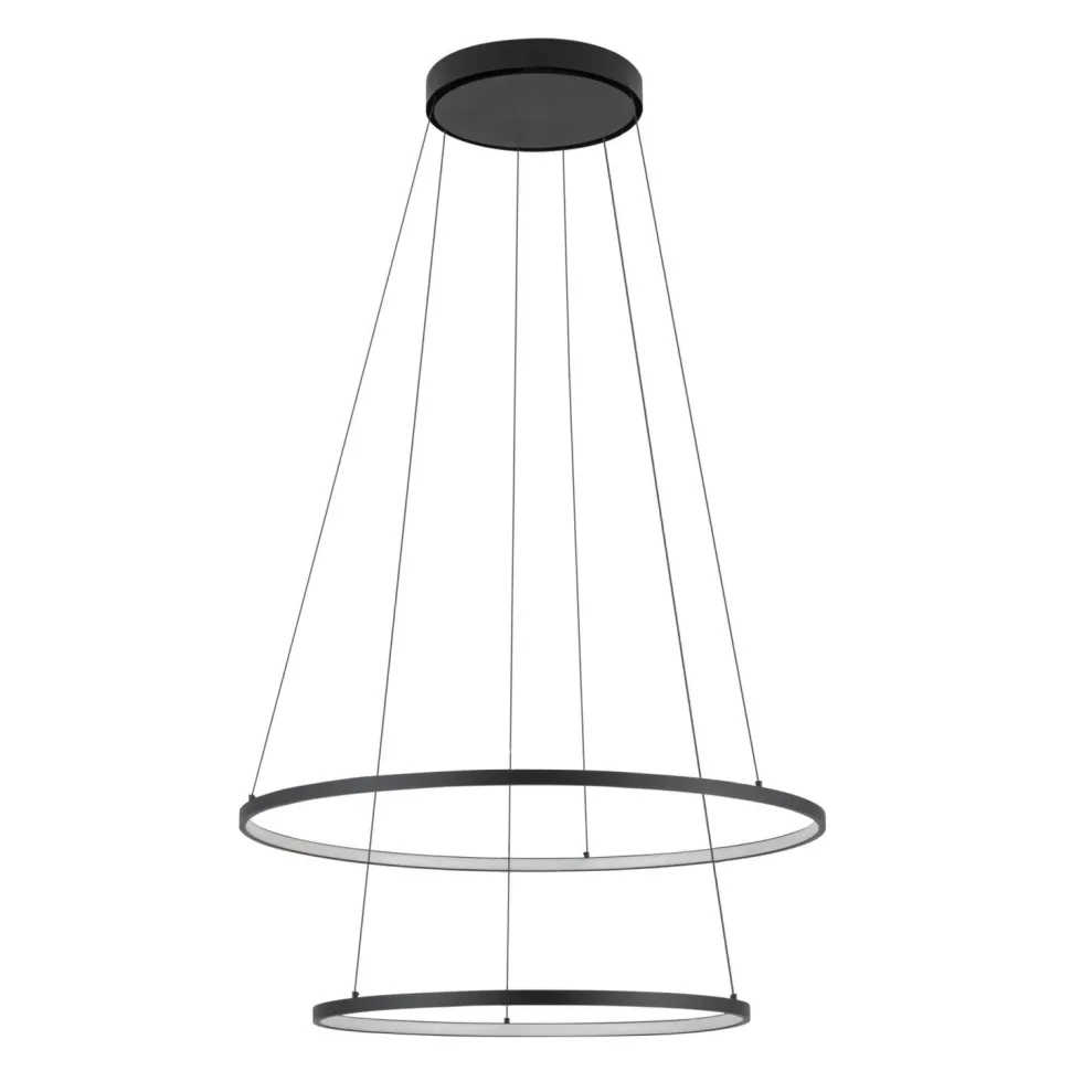 LED Hängeleuchte rund 2 Ringe Ø 60 cm + Ø 45 cm Schwarz 3000 K