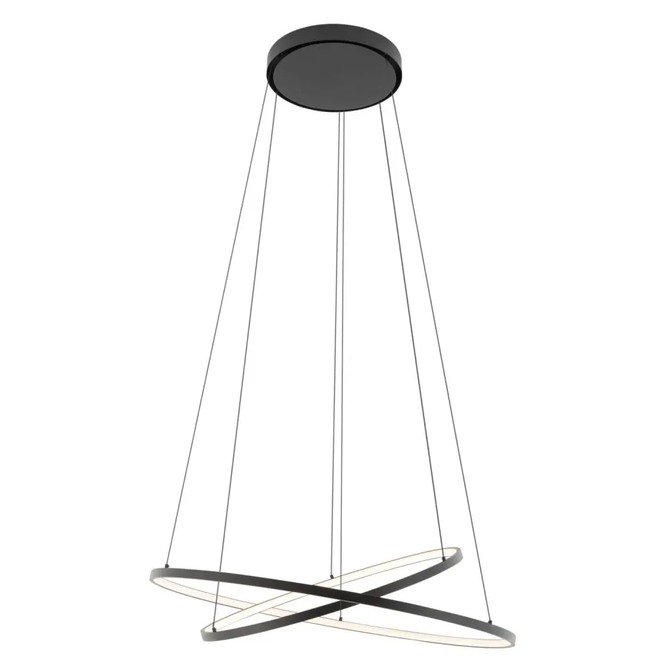 LED Hängeleuchte rund 2 Ringe Ø 60 cm + Ø 45 cm Schwarz 3000 K