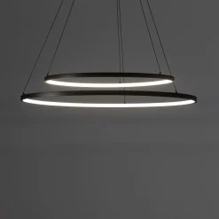 LED Hängeleuchte rund 2 Ringe Ø 60 cm + Ø 45 cm Schwarz 3000 K
