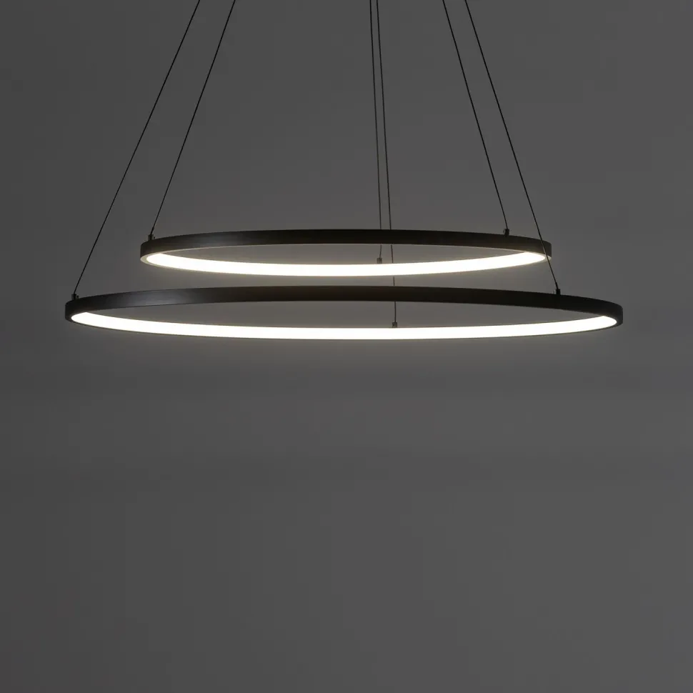 LED Hängeleuchte rund 2 Ringe Ø 60 cm + Ø 45 cm Schwarz 3000 K